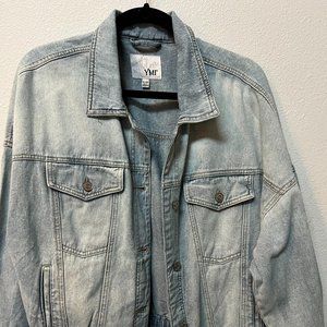 Bomber style jean jacket, size XL, bleached.